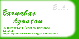 barnabas agoston business card